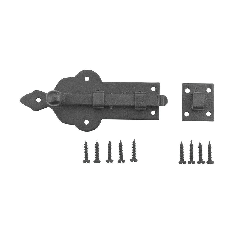 Renovators Supply Manufacturing Slide Bolt Latch 3 3/4 in. Black Wrought Iron Ball Tip Style Slide Bolt with Mounting Hardware Pack of 2 3.75 inch - Ball Tip