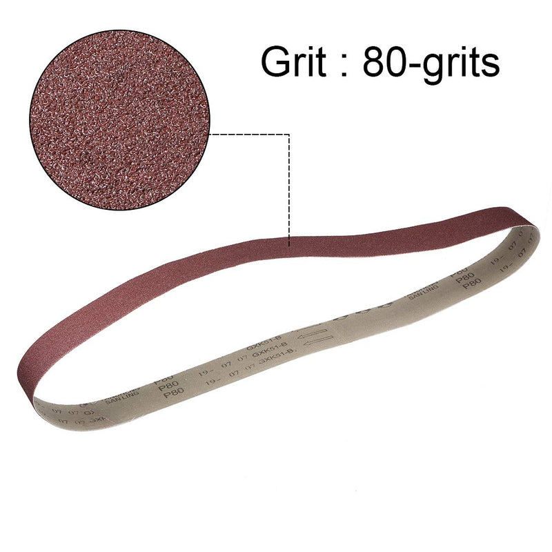 sourcing map 4 Pcs 2" x 48" 80 Sand Aluminum Oxide Sanding Belt | Aluminum Oxide, 50mm x 1220mm, 80 Sand Grit
