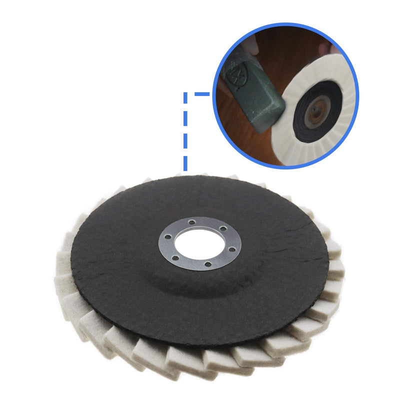 Be In Your Mind 5 Pcs Wool Felt Polishing Discs 125mm Serrated Washer Felt Disc for Stainless Steel Glass Metals Aluminum Angle Grinder Polishing Disc