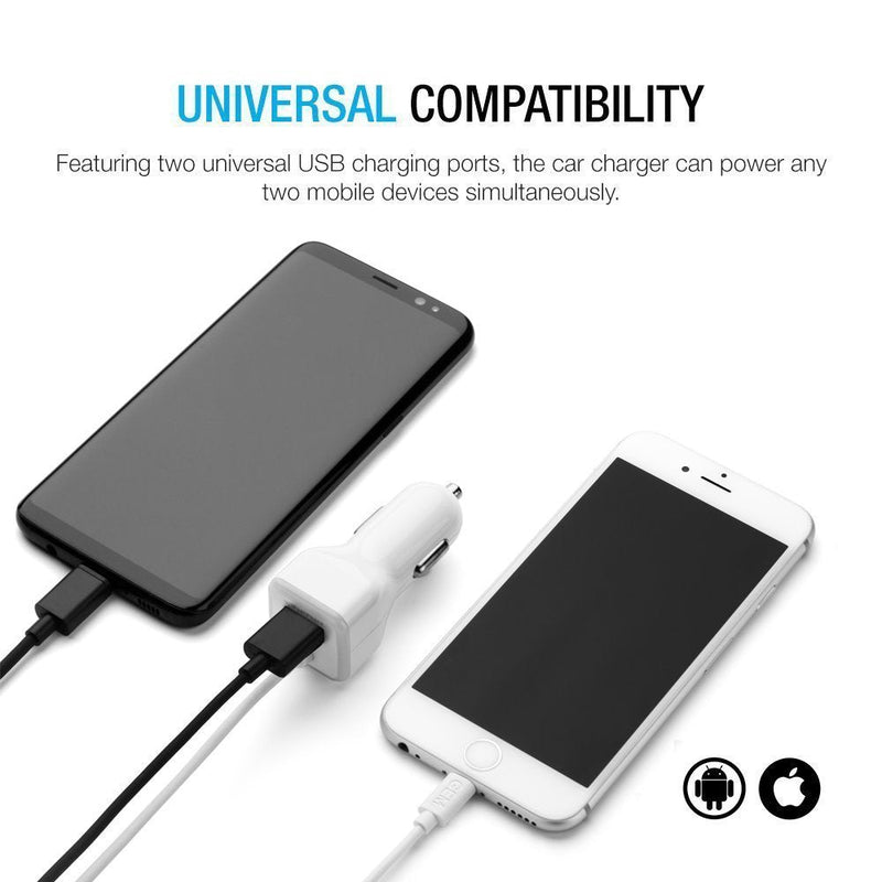 Car Charger, [Apple MFI Certified] by GemDox for Fast Car Charging Compatible with iPhone 15, 14,13, 12, 11, Xs max/XR/x/8/7/6s, iPad, Note, Galaxy with Extra USB Port (White) White
