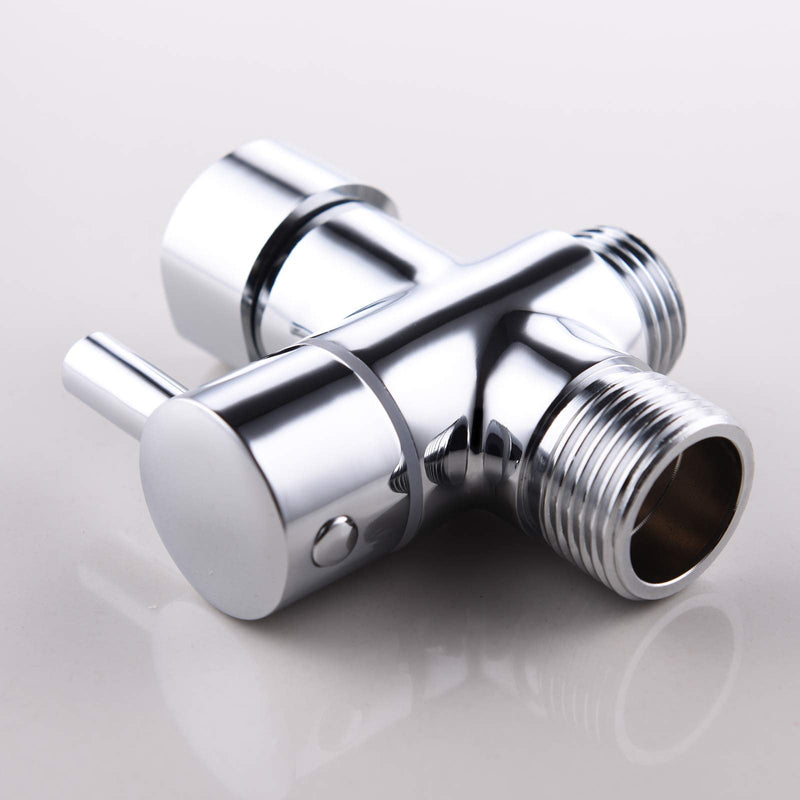Ciencia Metal T-adapter with Shut-off T Valve, 7/8 or 15/16 and G1/2 3-way Water Tee Connector,for Handheld Toilet Bidet Spray Bathroom,Chrome, DSF006