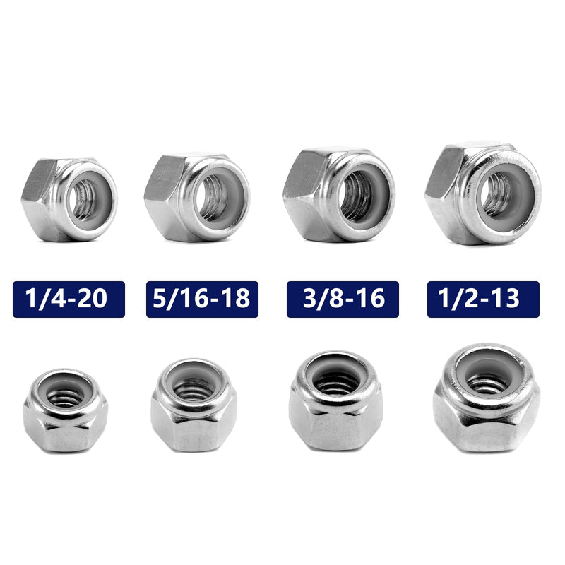 1/2-13 Nylon Insert Hex Lock Nuts 50Pcs 304 Stainless Steel Locknuts, Hex Drive, Bright Finish, by SG TZH 50 1/2-13