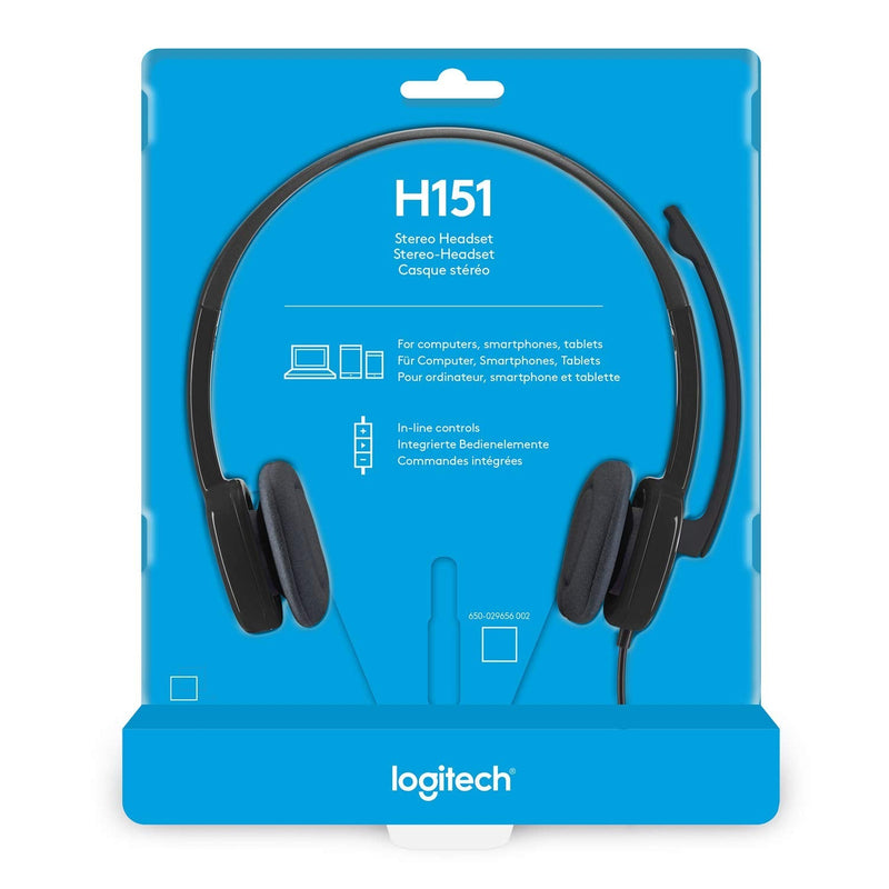 Logitech 3.5 mm Analog Stereo Headset H151 with Boom Microphone - Black