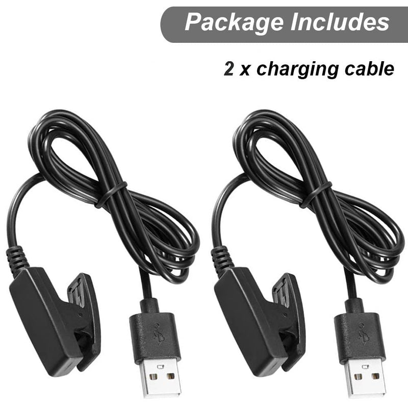 Charger for Garmin Lily, Vivomove HR, Forerunner 235/35/230/630/645/735XT, Approach S20/G10 Replacement Charging Clip Sync Data Cable (2-Pack, 3.3ft/1m) (2) 2