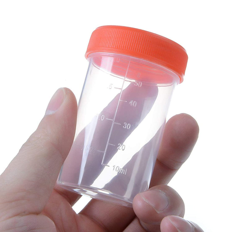 LATRAT 10 x 60ml Plastic Urine Sealed Sampling Cup Container 60ml