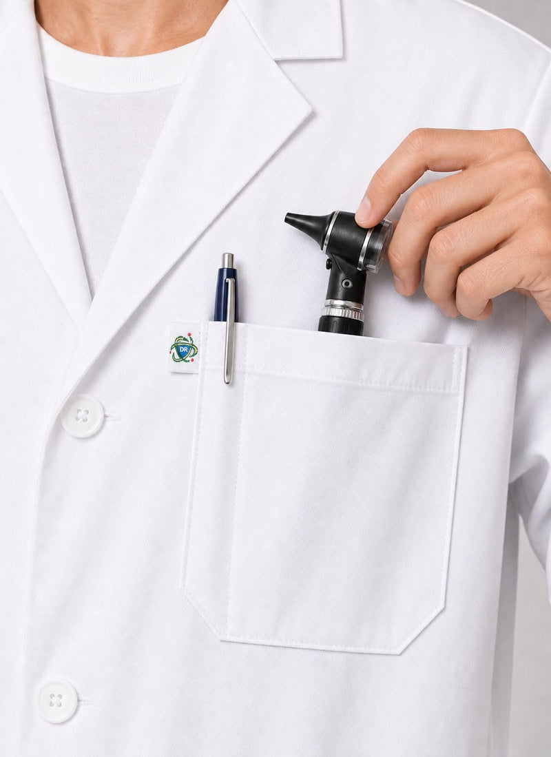DR Uniforms Cotton Lab Coat - Unisex White Long Coat for Students and Doctors X-Large