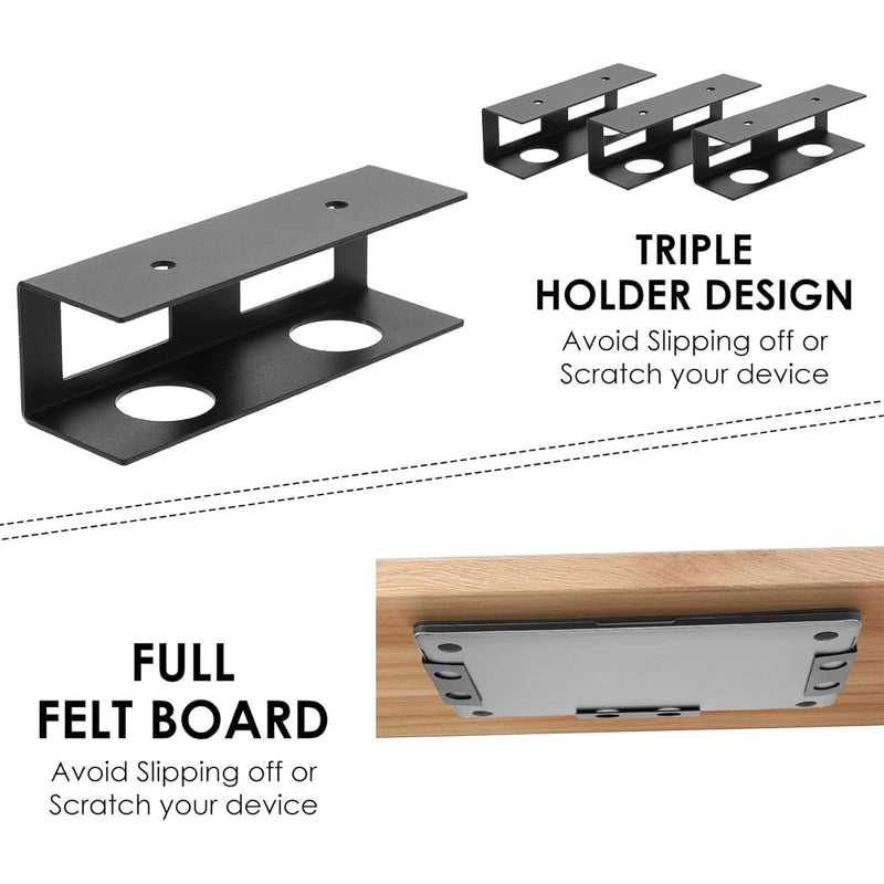 Under Desk Storage Laptop Mount, Under Desk Keyboard Tray with Anti-Scratch Silicone, for Devices up to 1.2" MacBook, Mini (Black) Black