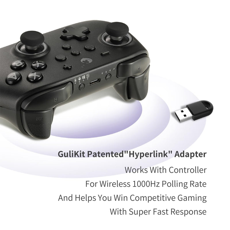 GuliKit KK3 PRO Game Controller Hall Effect Joysticks Analog Triggers Wireless Pro 1000HZ Polling Rate Maglev/HD/Rotory Vibration Compatible with Switch/PC/Android/iOS/Steam Deck (Black) Black