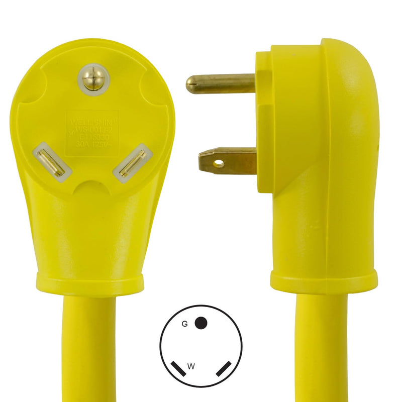 Conntek 14340 30Amp RV to 15/20Amp Pigtail Adapter,Yellow & Blue 30A to 15/20A Adapter