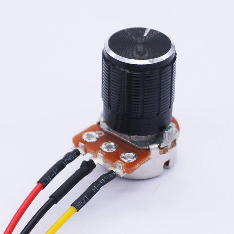 Taiss Pack of 3 1K Ohm Linear Taper Rotary Potentiometer WH148 B1K 3 Pin with XH2.54-3P Connection Cable + Black Button Cover Cap 148-1k-BKL