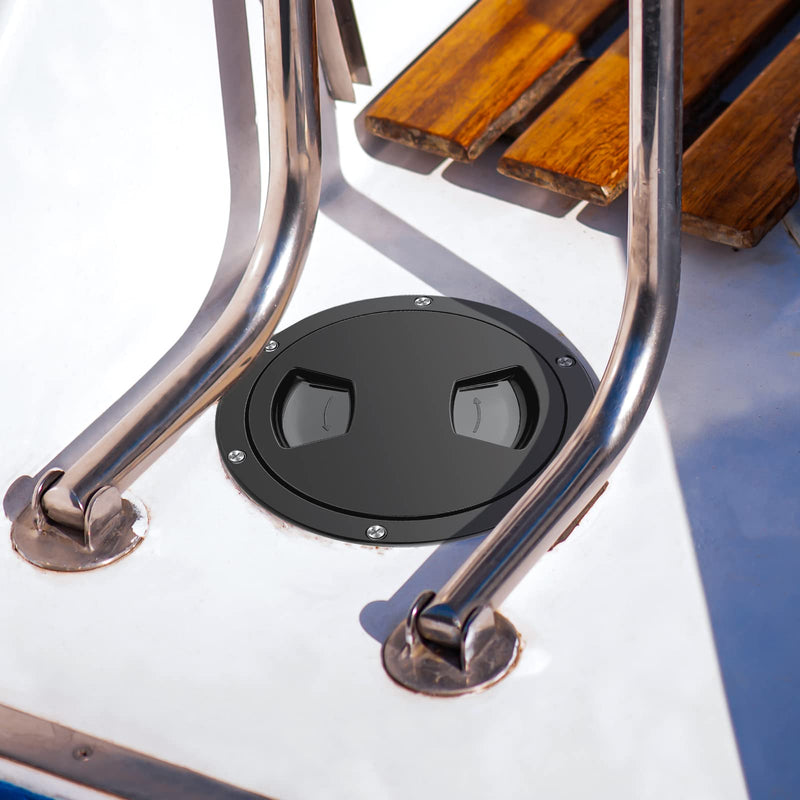5 inch / 6 inch / 8 inch Boat Round Deck Plate Non Slip Inspection Hatch, Marine Access Port Hatch Cover with Screws, Detachable Water Tight Lid Cover for Marine Boat Yacht 6" Black