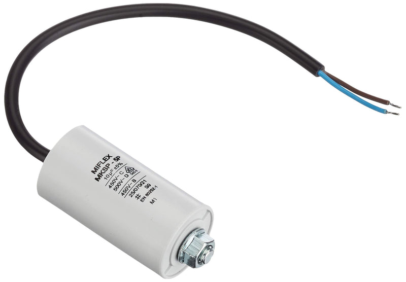 Starting capacitor motor capacitor 10µF 450V 35x65mm cable M8; Miflex ; 10uF single