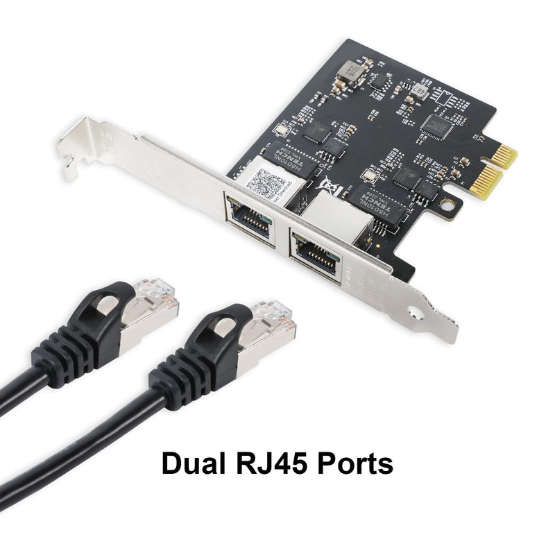 2.5Gbase-T PCIE NIC with Realtek RTL8125 Chip, Dual RJ45 Port 2500/1000/100 Mbps Network Adapter, PCIe X1,Ethernet Card for Windows/Windows Server/Linux RTL8125B (2 x RJ45)