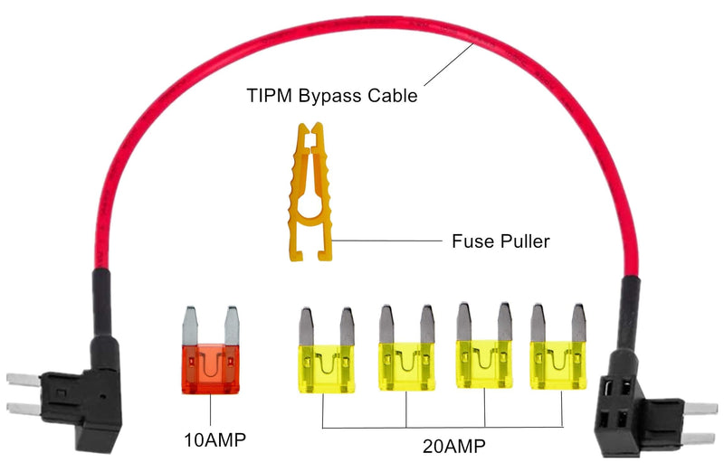 TIPM Bypass Cable, Fuse Holder Fuse Adapter,Repair Fuel Pump Relay Bypass Cable Compatible with Dodge Ram 1500 2500 3500 Jeep Chrysler VW 2007-2016, 14AWG Wire/20AMPs Replace CBWPR091AA