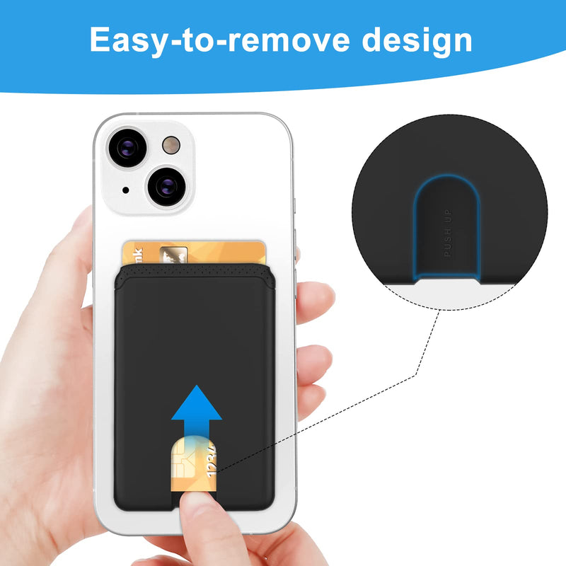 SHANSHUI Phone Card Holder, Silicone Ultra Slim Phone Wallet Stick on Credit Card Holder for Cell Phone Compatible for iPhone, Android & Most Smartphones - Black Black x 1 PCS Adhesive