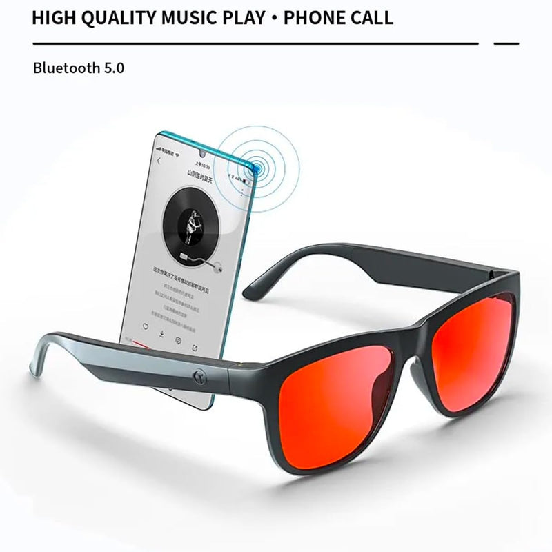 GS01 Smart Bluetooth Sunglasses, Audio Sunglasses With Speaker, UV400 Polarized lens, Open Ear Music, Touch Control Black