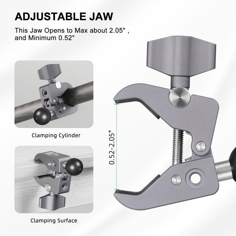 FANAUE Aluminum Alloy Handlebar Clamp Mount Base with 20mm Ball Head Adapter for Rails 0.5'' to 2'' Diameter Compatible with 20mm Ball Double Socket Arm & Bike Motorcycle Phone Holder