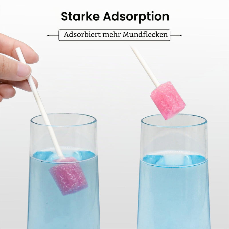 Mouth Sponges Sterile Dental Swabs, 100 Pieces Oral Care Sponge Swabs, Cleaning Mouth Swabs, Oral Hygiene Sponge, Mouth Care Swabs, Cotton Buds, Oral Care Sticks, Foam for Oral Hygiene, Pink