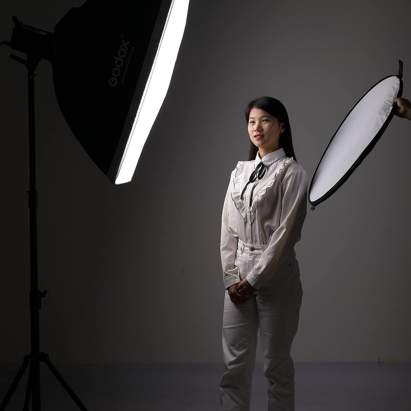 Godox 43”/110cm Light Reflector Diffuser,5-in-1 Portable Collapsible Round Multi Disc with Holder Clip & Bag for Studio Shooting,Video Location,Portrait Photography-Gold,Silver,White,Black,Translucent 110cm