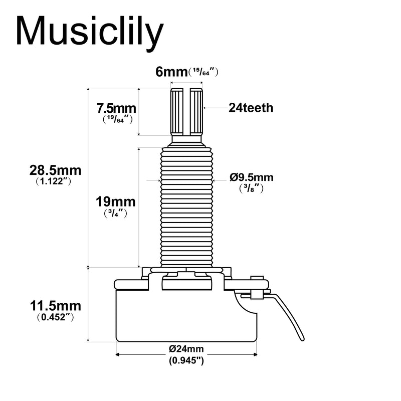 CTS 450 A500K Pots Long Split Shaft 3/4 Inch 10% Audio Taper Potentiometers for Electric Guitar Bass (Set of 4) Long Shaft A500K x 4