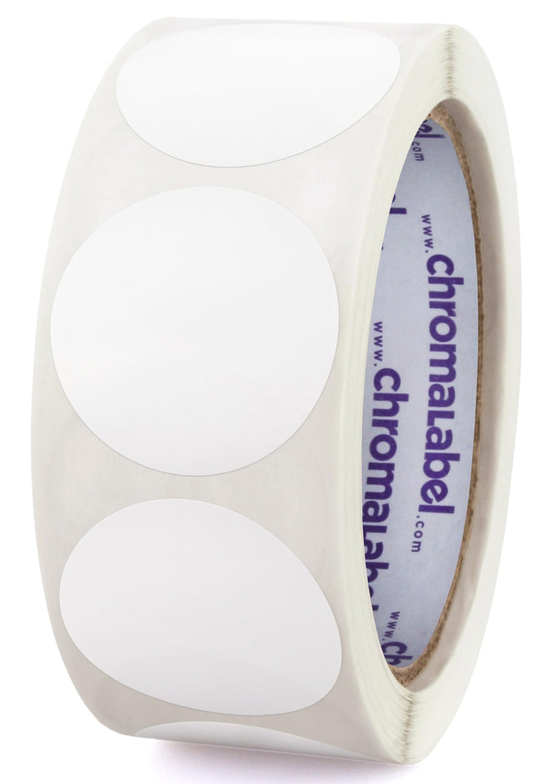 ChromaLabel 1.50 Inch Round Label Removable Color Code Dot Stickers, Inventory Label, 500 Labels per Roll, White