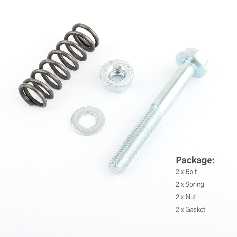 M10x1.25x75mm Exhaust Bolts and Nuts Kit,Includes 2 Sets Exhaust Manifold Bolts+Exhaust Springs+Nuts+Gaskets,Auto Parts Replacement Exhaust Bolt and Spring Hardware Kit (M10x1.25) M10x1.25