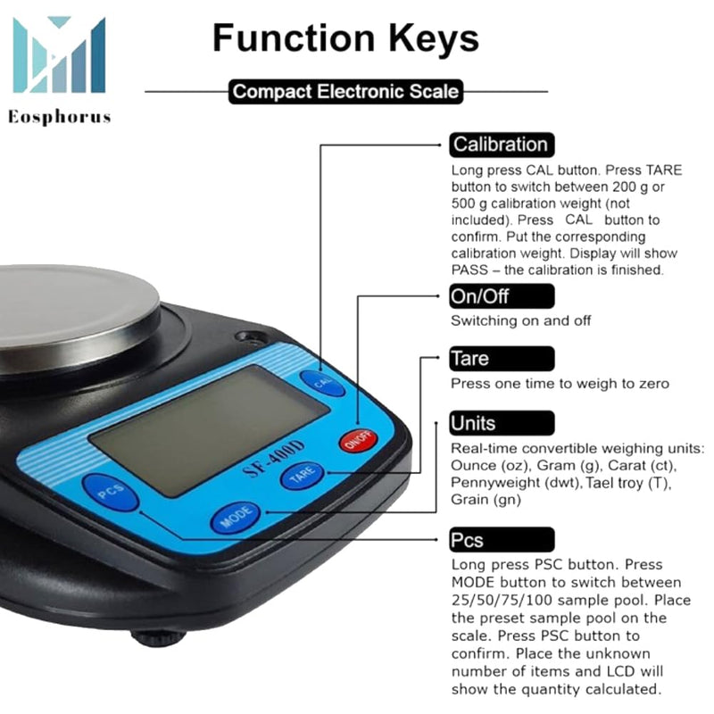 Digital Laboratory Balance 0.01g Precision Lab Scale for Bench Weighing SF-400D-R-B