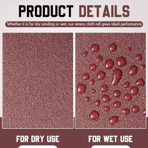 Dimsile100ft 3" Wide Drum Sander Emery Cloth Roll 80 150 240 320 400 Grits 100 ft, Each Roll 20 ft 80 150 240 320 400 Grit