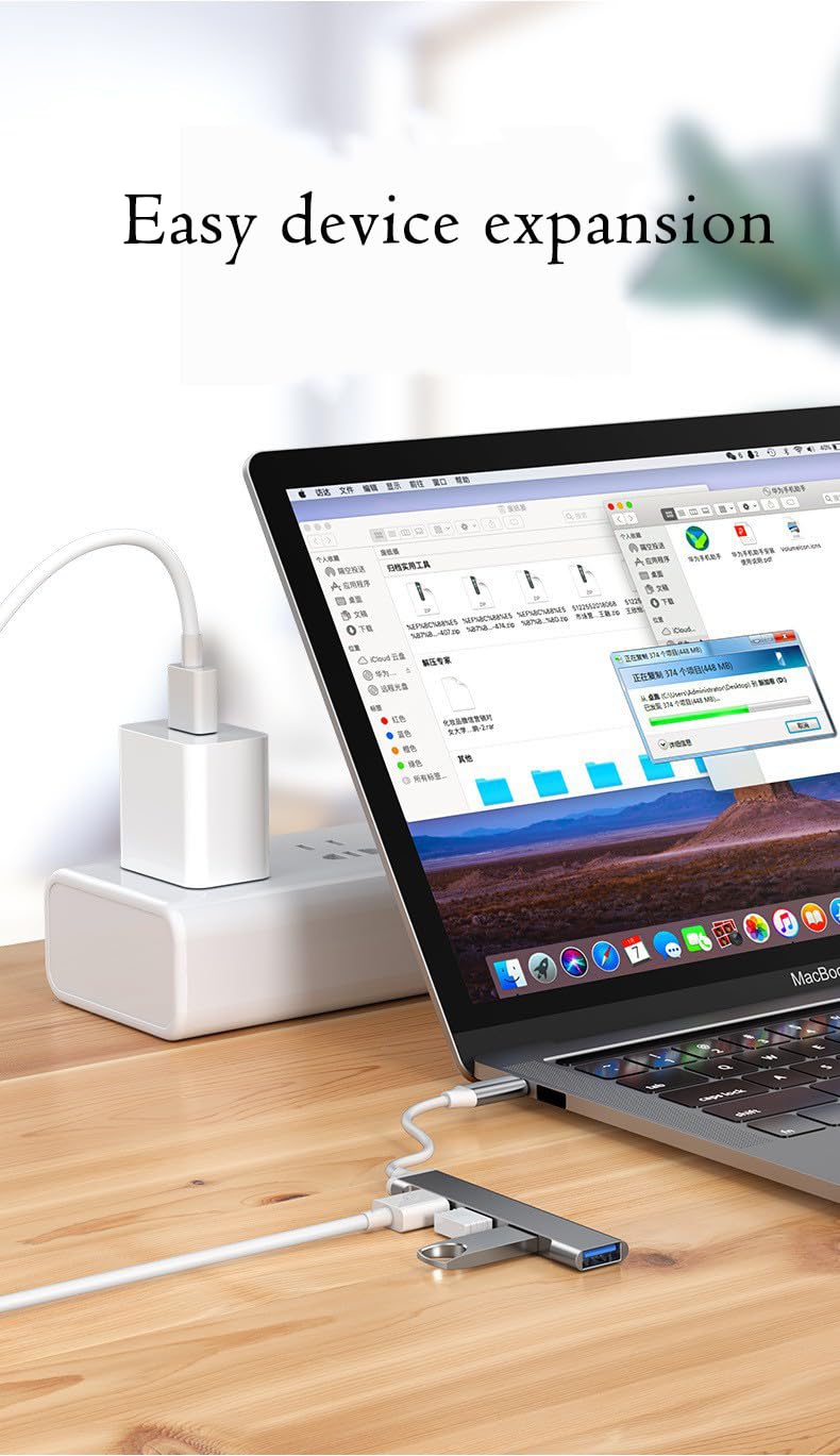 USB Hub 4 in 1, USB to USB 3.0 USB 2.0,4 Ports Portable USB Splitter, USB Docking Station Compatible with Laptop,PC, Phones… (USB_C HUB1) USB_C HUB1