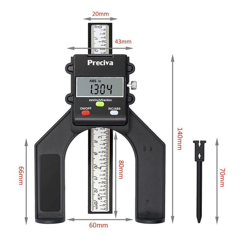 Preciva 0 - 80 mm Profile Depth Gauge Digital Depth Gauge for Woodworking and Mechanical Engineering
