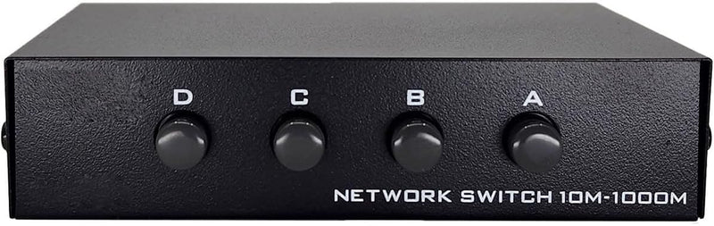 Toptekits 4 Port Way 8P8C RJ45 Network Ethernet Manual ABCD Sharing Switch Box,4 Ports Network Switch Splitter Selector Hub 4-in 1-Out or 1-in 4-Out