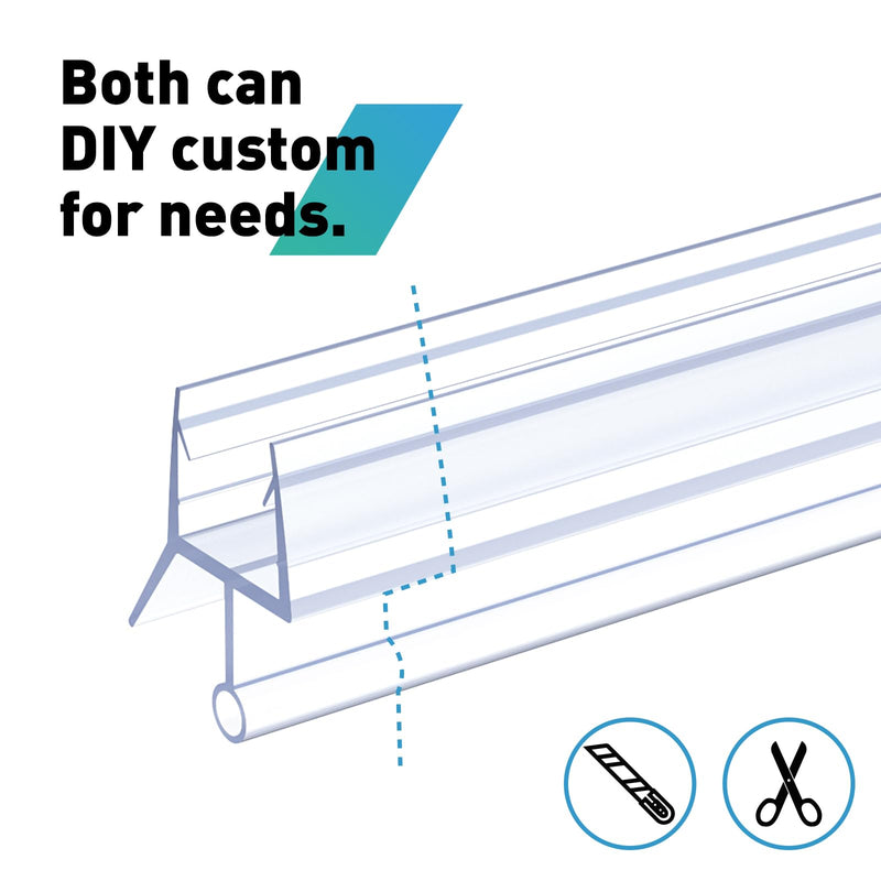 Shower Door Bottom Seal,2 PCS 1/4" X 36" Shower Door Sweep for 1/4 Inch Glass,Frameless Glass Door Seal Strip to Seal 11mm Gap - Stop Shower Leaks and Create a Water Barrier For 1/4" Glass