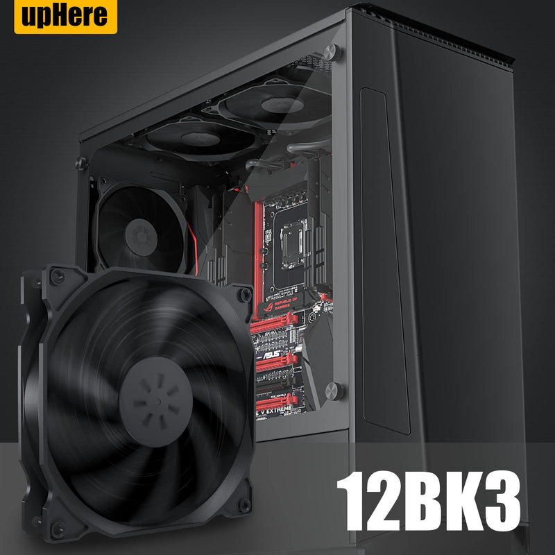 upHere 3-PIN 120mm PC case fan extremely quiet 3 pack black/12BK3-3 12BK3-3-3 pieces 12BK3 black
