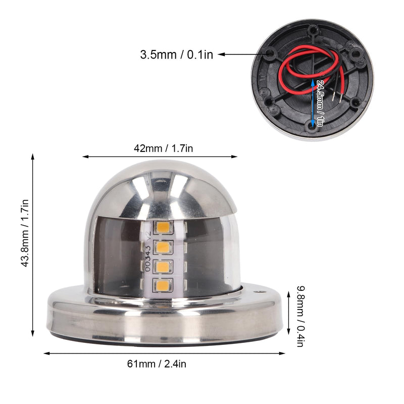 Walfront 135° White LED Stern Light for Boats 12V DC Marine Navigation Light IP66 2nm Visibility Yacht Anchor Light