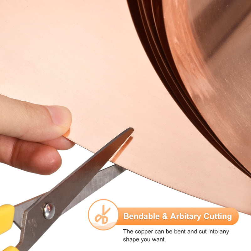 uxcell Copper Sheet Roll 3500mm x 300mm x 0.1mm, 99.9% Pure Copper Strip Copper Flashing Metal Foil Plate for Electricity DIY Projects (Multiple Sizes)