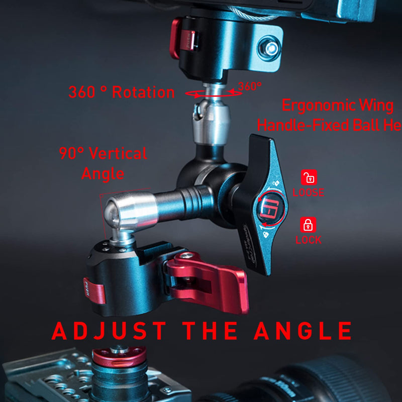 IFOOTAGE Magic Arm Clamp MA3-4, 7 Inches Adjustable Friction Power Articulating Magic Arm with 1/4" and 3/8" Thread Screw for DSLR Camera Rig/LCD Monitor/LED Lights 7inch