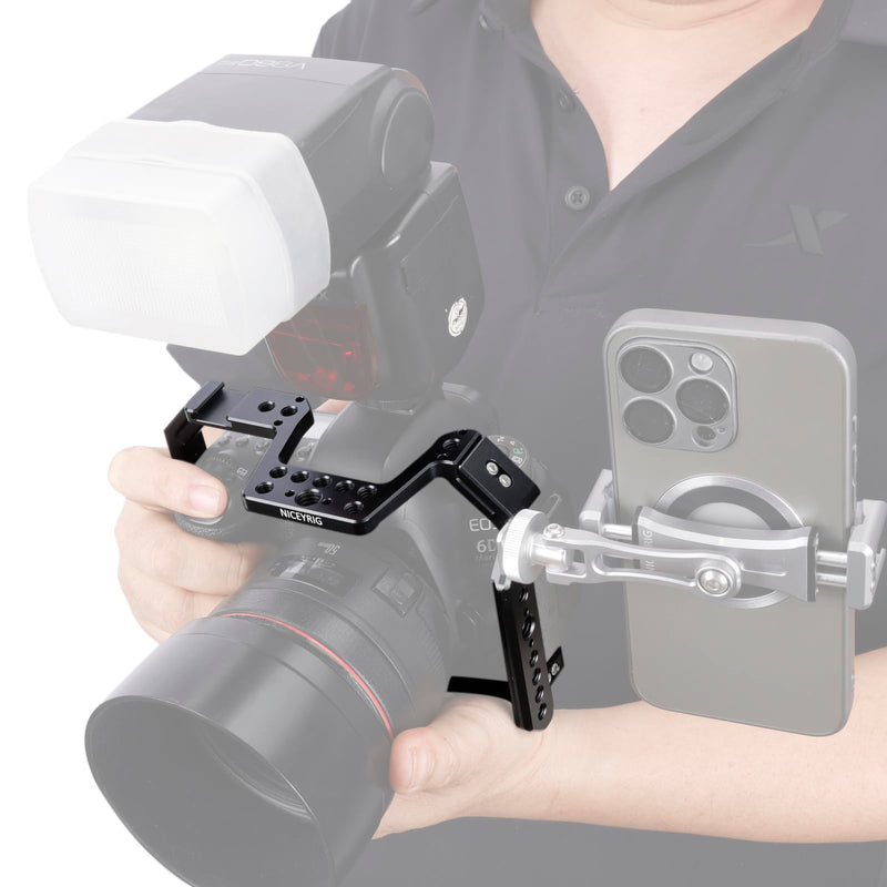 NICEYRIG Camera Cage for Canon EOS 6D / EOS 6D Mark II with NATO Rail Cold Shoe Quick Release Plate for ARCA-Swiss Tpye - 581