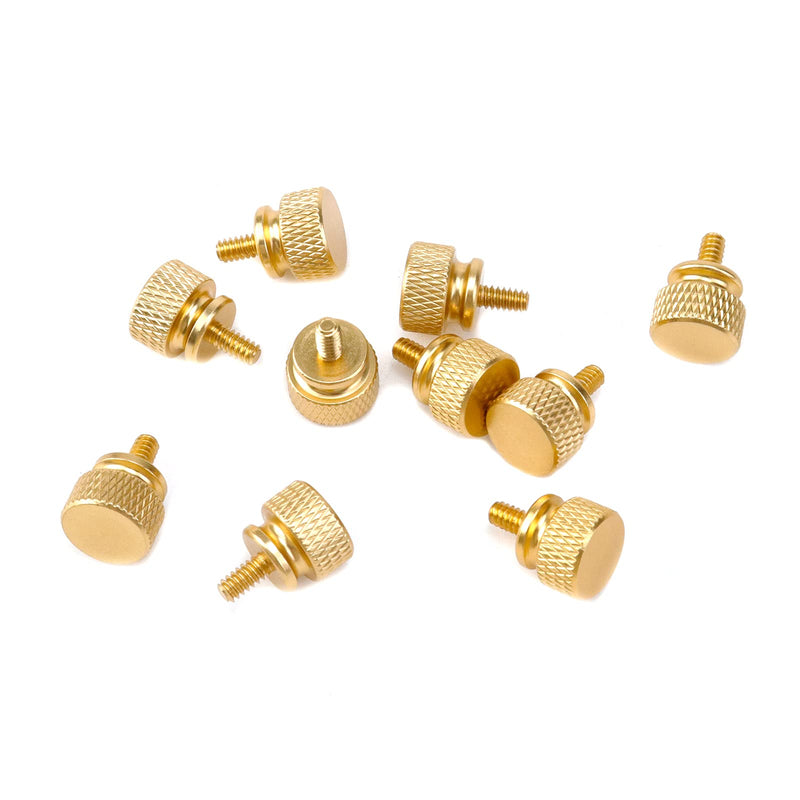 10 Pieces Anodized Aluminum Computer Case Thumb Screws, Thumb Screws, Knurled Hand Screws (Gold) Gold
