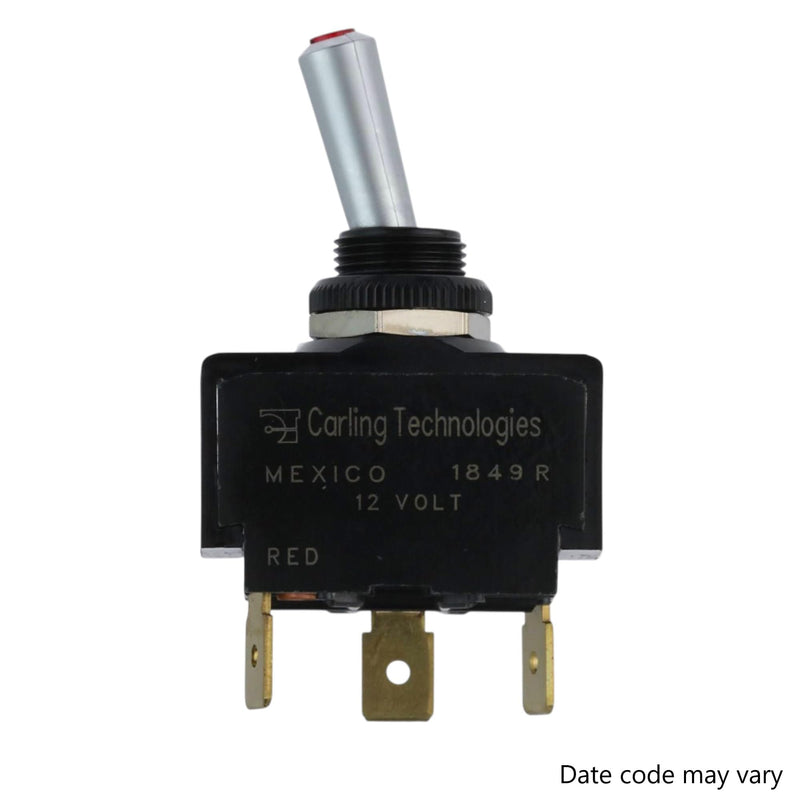 12V Marine Toggle Rocker Switch Kit, Genuine OEM Carling Marine Grade SPST On-Off Maintained, Red Lighted 15A Heavy Duty 3-Pin Panel Sealed for Boat Dash & Automotive