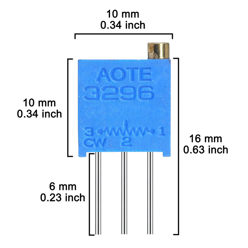 AUKENIEN 15 Values 60 Pieces 3296W Trimmer Potentiometer 10 50 100 200 500 1K 2K 5K 10K 20K 50K 100K 200K 500K 1M Ohm Variable Resistance Assortment Kit