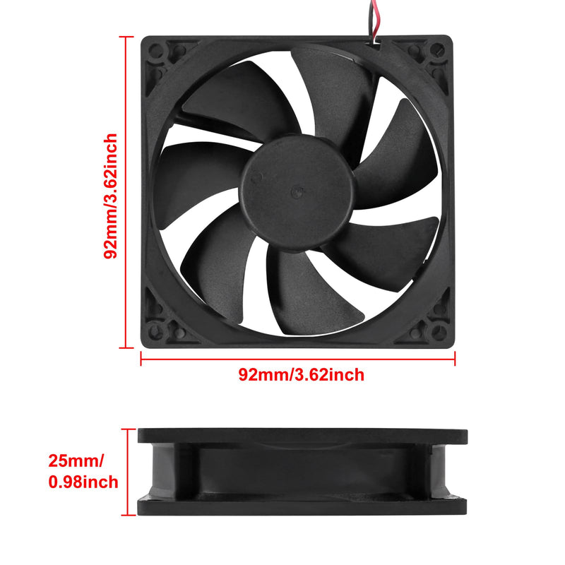 UMLIFE 2 Pack 92mm USB Fan for DIY Cooling Ventilation - 92mm x 92mm x 25mm - 5V DC 0.12A 2000 RPM 43.4CFM 27.3dBA Sleeve Bearing 35000h Life 92mm x 25mm NO Fan grill