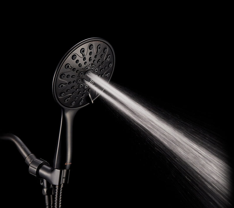 Handheld Shower Head, 6" Oil-Rubbed Bronze Face 6 Spray Setting Shower Head with High Pressure, Brass Swivel Ball Mount and Extra Long Flexible Stainless Steel Hose Standard 2.5 GPM Oil Rubbed Bronze