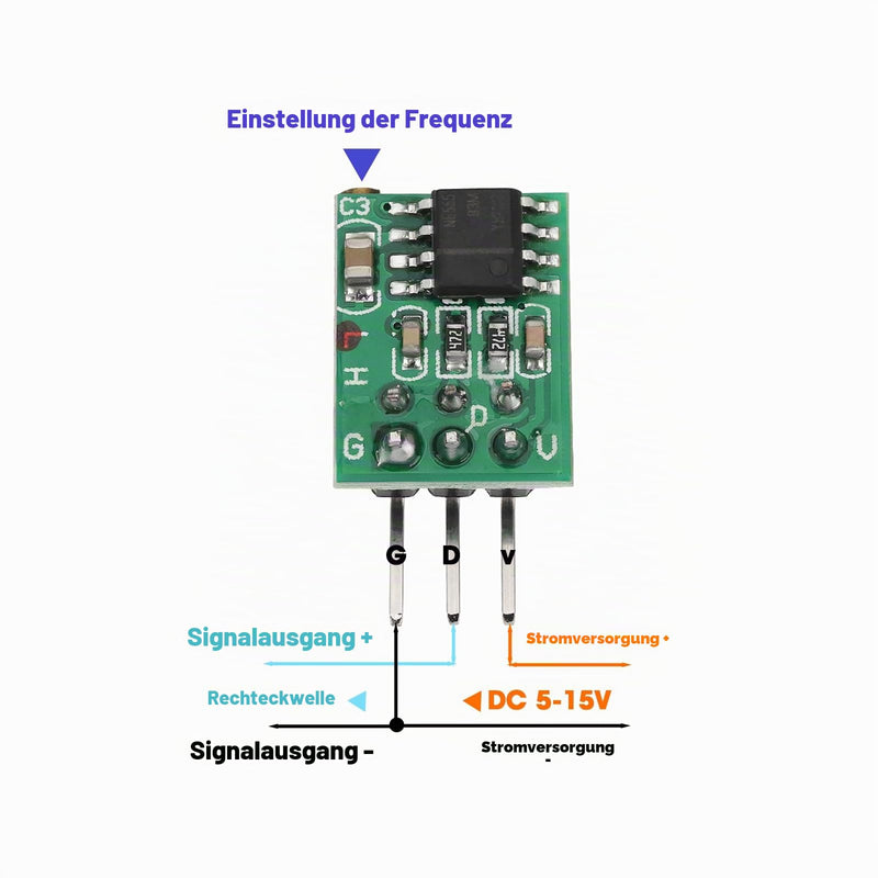 EMSea Pack of 5 0.8Hz-60Hz Adjustable Signal Generator Rectangular Signal Generator NE555 Module Frequency Adjustable Signal Generator DC 5-15V