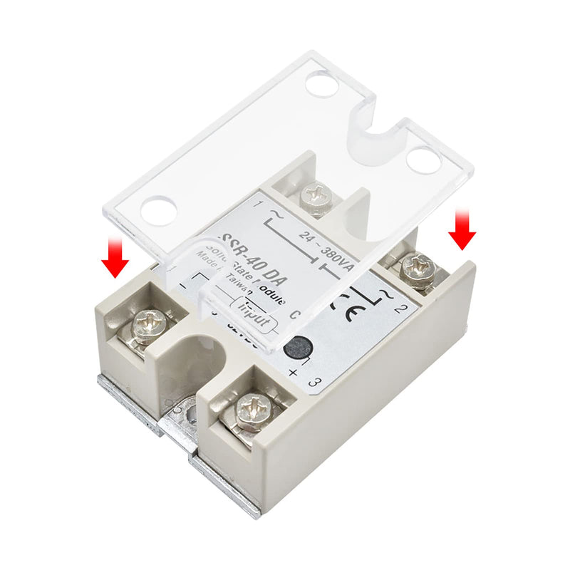 diymore 2PCS Solid State Relay Module with Plastic Cover,SSR-40DA 3-32V DC Input 24-380V AC Output 2PCS 40DA