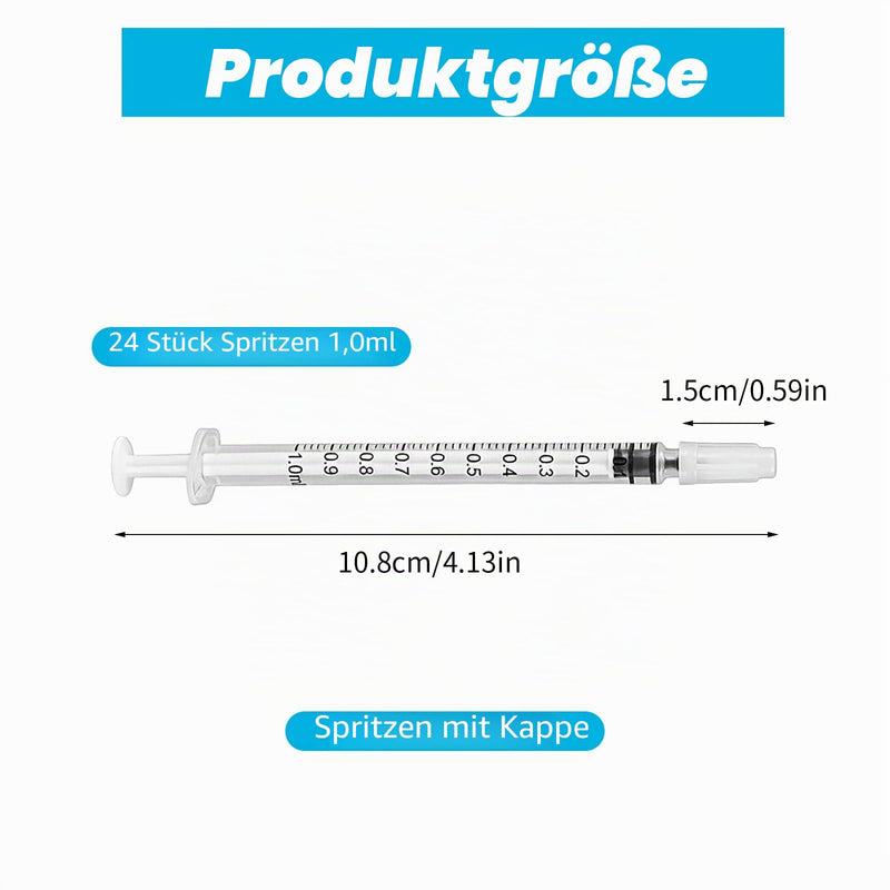 Pack of 24 Syringes Colostrum Syringe, 1 ml without Needle Dosing Syringe, Colostrum Collector Plastic Syringes, Syringe for Watering Plants, Liquids for Labs (24)