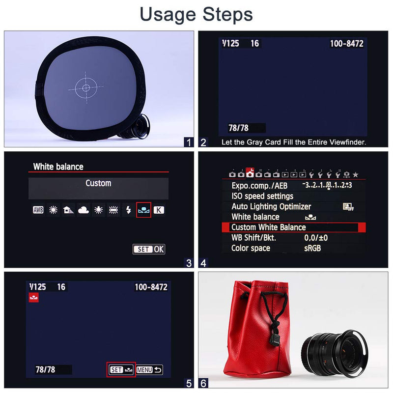 Gray/White Balance Card,24x24Inch (60x60cm) Portable Focus Board Two Sides Double Face 18% Grey/White Balance Reference Card with Carry Pouch for Canon Nikon Sony 60x60cm