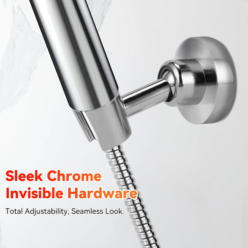 Shower Head Holder All Metal Handheld Shower Wand Bracket Adjustable Handheld Shower Head Holder Wall Mount Shower Wand Bracket Polished Chrome Finish