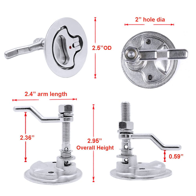 Mxeol Boat Cam Latches Stainless Steel Marine Hatch Cam Latch Pull Sliver-2pcs