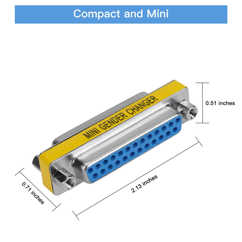 ENUODA 2 Pack Gender Changers 25 Pin Female to Female Adapter DB25 Coupler, Data Transfer and Device Connection for RS232 Serial Cables DB25-2 PACK(F/F)