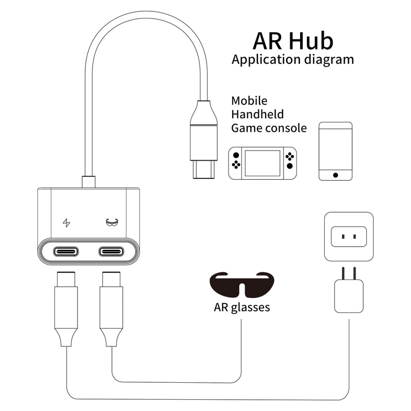 USB C to AR Glasses and Charging Adapter, Charge and Play, Suitable for Switch, Steam Deck, iPhone 15 & Viture/Rokid/Xreal AR Glasses